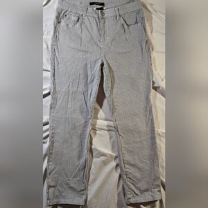 Simon Chang Black and White Striped Capris Denim